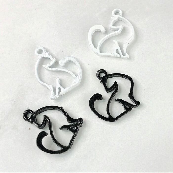 乐天商城 - ネコ チャーム 透かし 猫 可愛い シンプル シルエット レジン枠 アクセサリー コネクター ピアス ハンドメイド 基礎パーツ