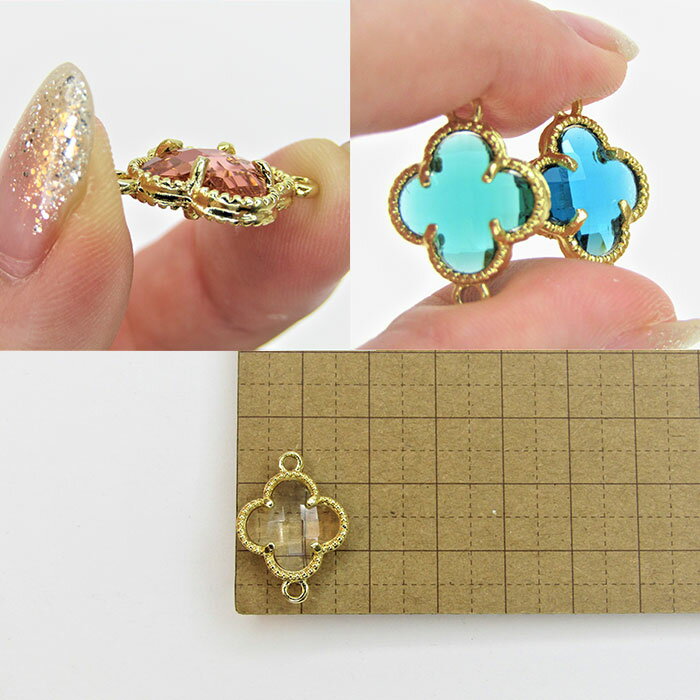 コネクター クローバー チャーム パーツ ピアス イヤリング ネックレス 花 フラワ ...
