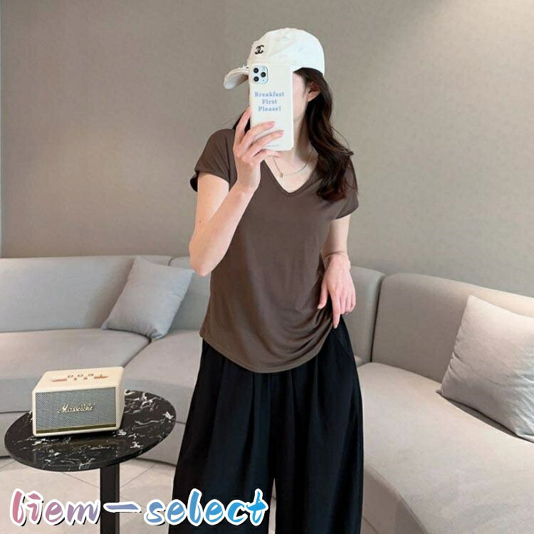 liemセレクトのルームウエア レディース 夏 上下セット セットアップ ワイド パンツ ス 接触冷感 モダール 涼しい 薄手 春夏 部屋着 パジャマ リラックス｜アングル2