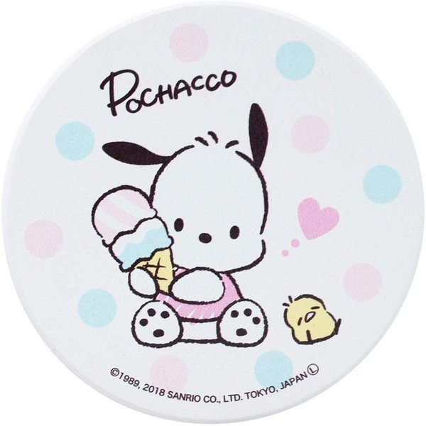 コースター（予算3000円以内） サンリオ(SANRIO) 「 ポチャッコ 」 アイス吸水コースターギフト 出産内祝い 新築内祝い 快気祝い 結婚内祝い 内祝い お返し　ご飯茶碗　ごはん　プレゼント　贈り物　御祝　誕生日 金正陶器　キャラクター かわいい コップ マグカップ コーヒー ティー