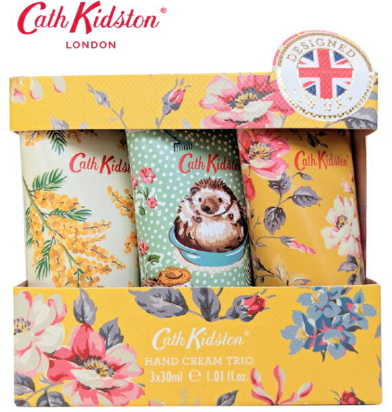 キャスキッドソン Cath Kidstonハンドクリームトリオ内祝 お返し　母の日 誕生日　プレゼント　　かわいい　ホワイトデー　バレンタイン　ハンドクリーム　保湿　プチギフト　贈り物　御祝　ちょっとした　ネコ　猫　ねこ　ハリネズミ　はりねずみ　花　フラワー