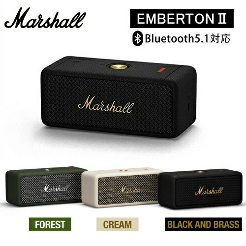 Marshall marshall emberton ii }[V EMBERTON2 Xs[J[ (Black and Brass) Bluetooth5.1Ή y700g AĐ20 Marshalő30ԃobe[ }[V