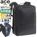 エース ジーン ビジネスリュック メンズ ace.GENE 正規品 WPパック 負荷軽減タイプ ビジネス バッグ リュック 2気室 13.3インチ PC対応 PC収納 A4 通勤 通勤用 軽量 かばん 仕事 出張 洗える背面パッド 撥水 バーテクトポケット ブラック 13L 67191