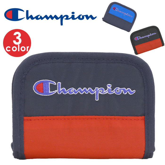 チャンピオン 財布 Champion 二つ折り財布 小銭 ファスナー ウォレット 札入れ カード入れ カード コインケース シンプル 黒 小学生 中学生 高校生 スポーツ 小さめ コンパクト ミニ ストラップ付き 子供 キッズ ジュニア 63483 【CL】