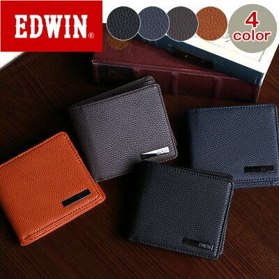 財布 二つ折り EDWIN エドウイン シュリンク合皮 シンプル カード収納 シボ 小銭入れ 紙幣収納 二層 フリーポケット 折り財布 折財布 ウォレット ベーシック プレゼント ギフト 贈り物 レディース 女性 女の子 通学 通勤 おしゃれ 人気 22259171 【CPT】