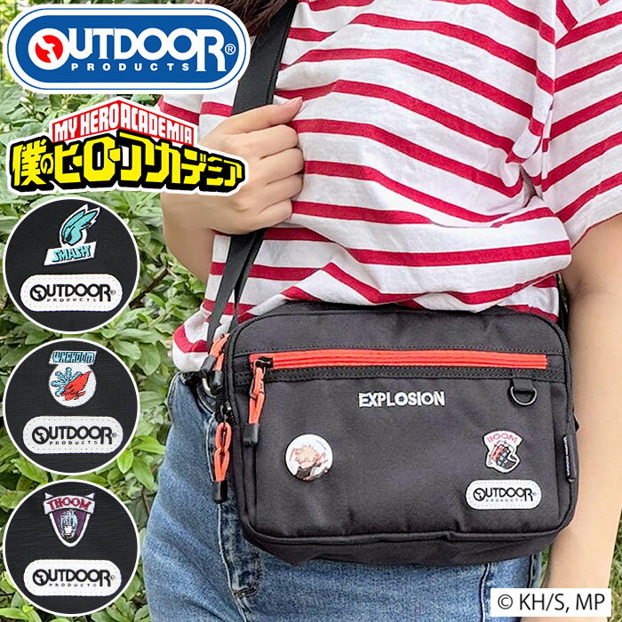 숄더백 아웃도어 프로덕츠 나의 히어로 아카데미아 콜라보레이션 OUTDOOR PRODUCTS 2025년 가을과 겨울 신작 미니 숄더 숄더 레이디스 비스듬히 걸어 어깨걸이 블랙 블랙 A5 주간 소년 점프 미도리야 출구 폭포 승기 轟
