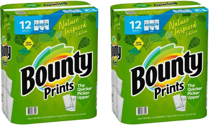 コストコ バウンティ ペーパータオル プリント 128 カット X 12 ロール × 2個セット Costco Bounty ロールタオル 厚い 強い 高吸水 切れ目