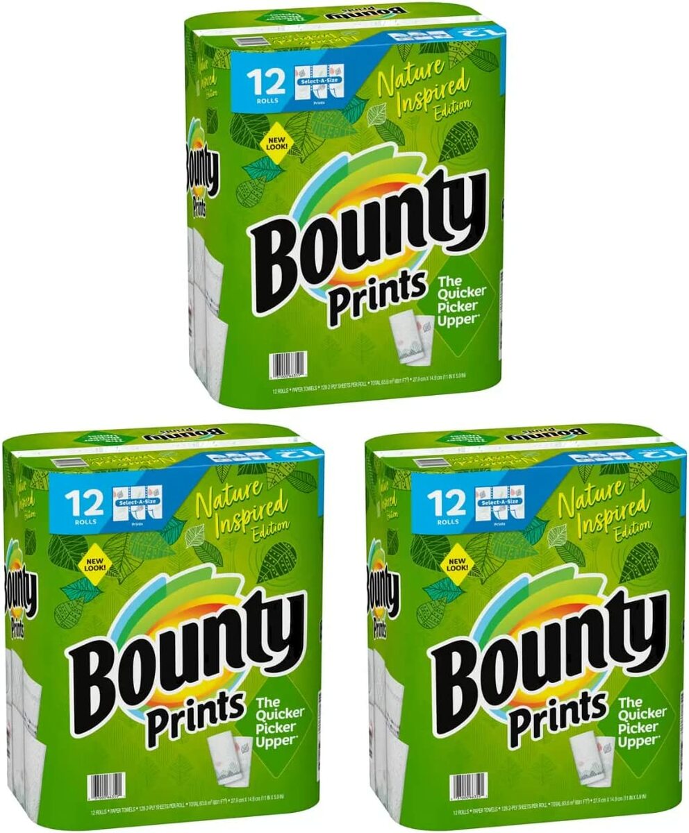 コストコ バウンティ ペーパータオル プリント 128 カット X 12 ロール × 3個セット Costco Bounty ロールタオル 厚い 強い 高吸水 切れ目