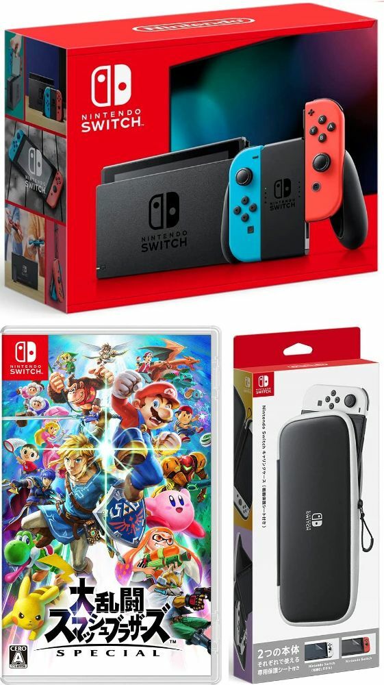 楽天TOWA【無料ラッピング対応】Nintendo Switch Joy-Con（L）/（R） ネオン+ 大乱闘スマッシュブラザーズ SPECIAL（ソフト）+ キャリングケース任天堂スイッチ 本体クリスマスクリスマスラッピングお誕生日