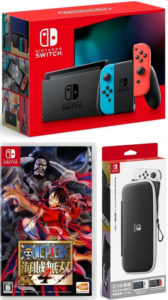 楽天TOWA【無料ラッピング対応】Nintendo Switch Joy-Con（L）/（R） ネオン+ONE PIECE 海賊無双4 （ソフト）+ キャリングケース任天堂スイッチ 本体クリスマスクリスマスラッピングお誕生日