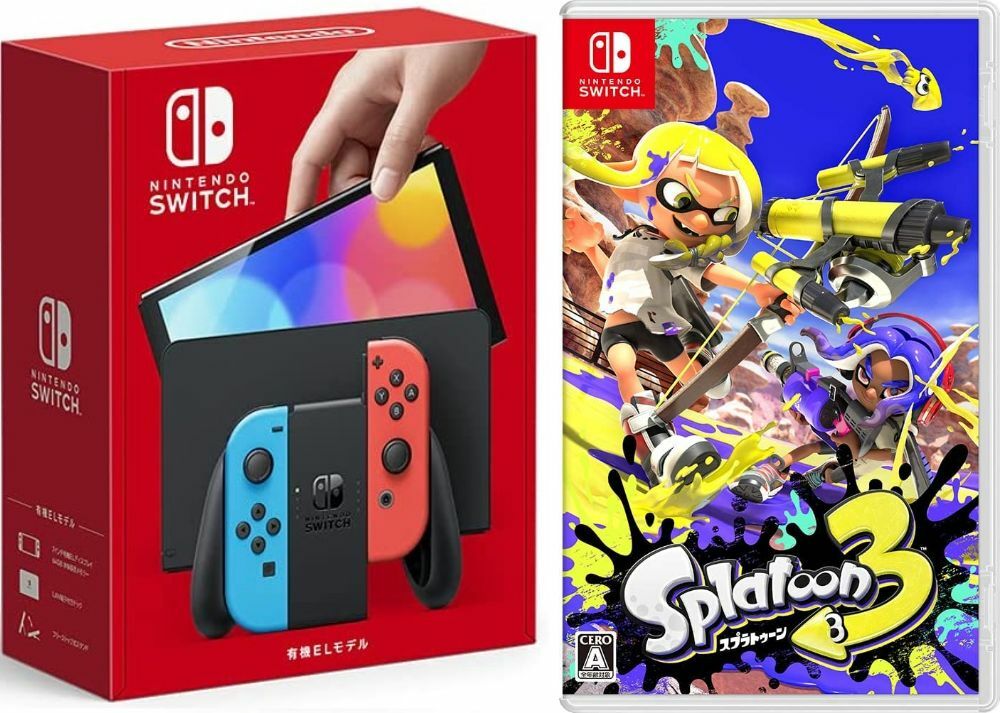 【無料ラッピング対応】Nintendo Switch(有機ELモデル) Joy-Con(L)/(R) ネオン+ スプラトゥーン3 -Switch（ソフト）任天堂スイッチ 本体クリスマスクリスマスラッピングお誕生日スーパーセールお正月ブラックフライデー