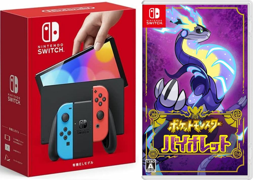 【無料ラッピング対応】Nintendo Switch(有機ELモデル) Joy-Con(L)/(R) ネオン+ ポケットモンスター バイオレット -Switch（ソフト）任天堂スイッチ 本体クリスマスクリスマスラッピングお誕生日