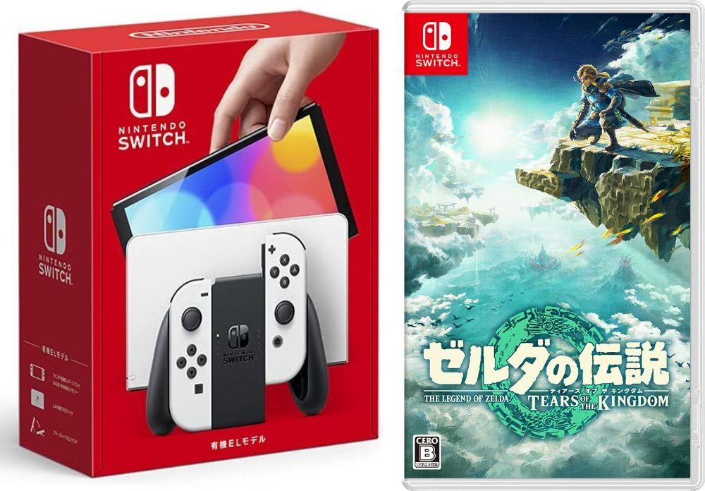 【無料ラッピング対応】Nintendo Switch(有機ELモデル) Joy-Con(L)/(R) ホワイト+ ゼルダの伝説　ティアーズ オブ ザ キングダム -Switch任天堂スイッチ 本体クリスマスクリスマスラッピングお誕生日