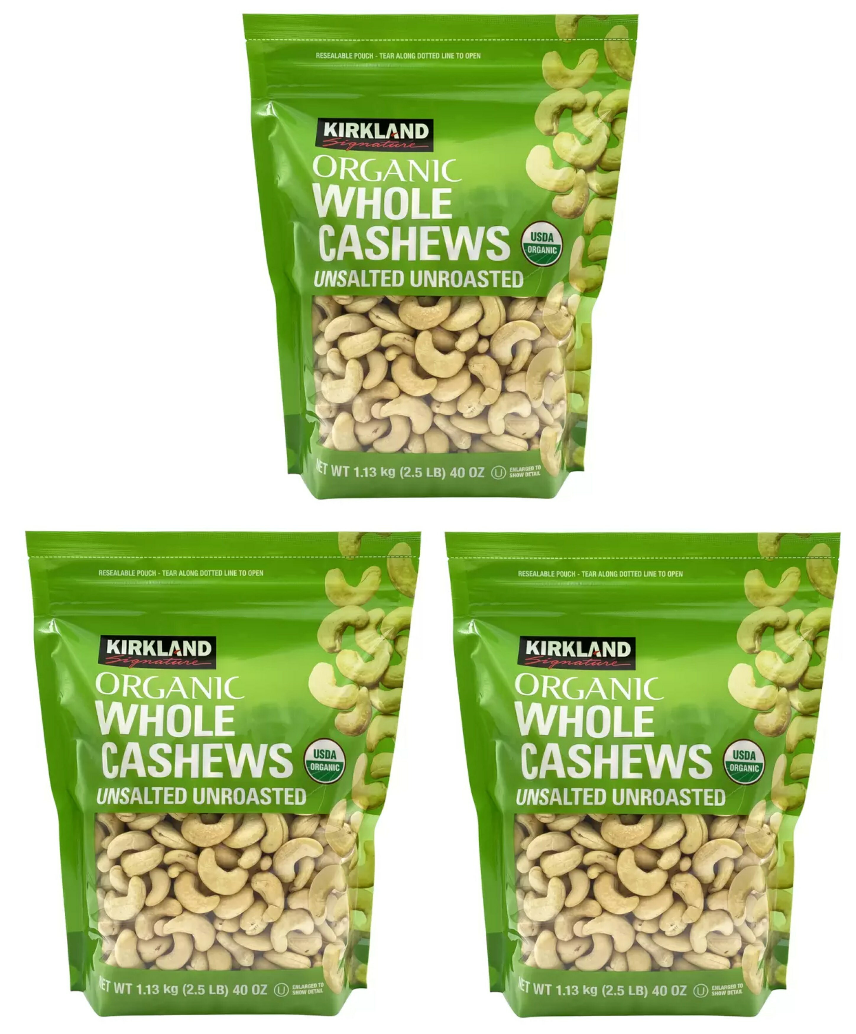 コストコ カークランドシグネチャー 有機 無塩 カシューナッツ COSTOCO 1.13kg×3個セット