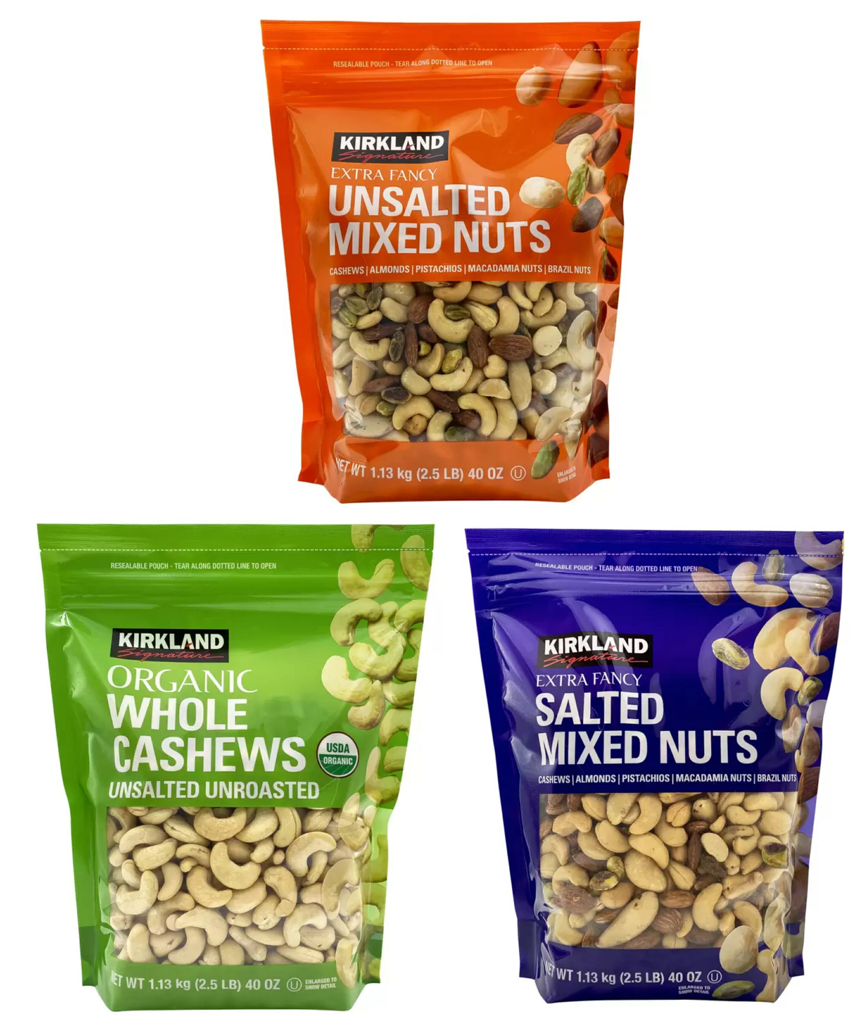 コストコ カークランドシグネチャー ナッツ3種セット COSTOCO 有機 無塩 カシューナッツ 1.13kg ミックスナッツ 無塩ミックスナッツのサムネイル