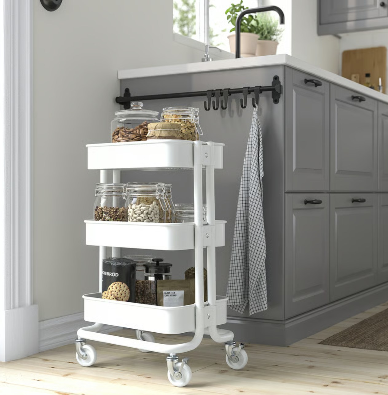IKEA イケア RÅSKOG ロースコグスモールサイズ28x38x61 cm全5色ワゴン シェルフ キャスター ストッパーラック 稼働ラック 北欧オシャレ キッチンワゴンインテリア 寝具 収納 収納家具 lien0305-10001477 TOWA サンプル画像3