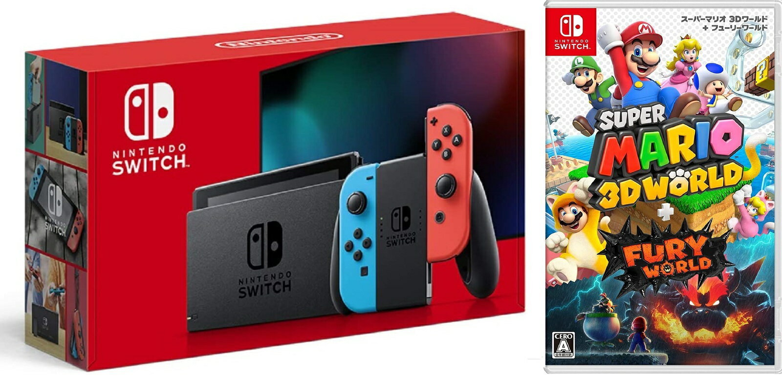 【無料ラッピング対応】Nintendo Switch 本体 ニンテンドースイッチ ネオン +スーパーマリオ 3Dワールド + フューリーワールド
