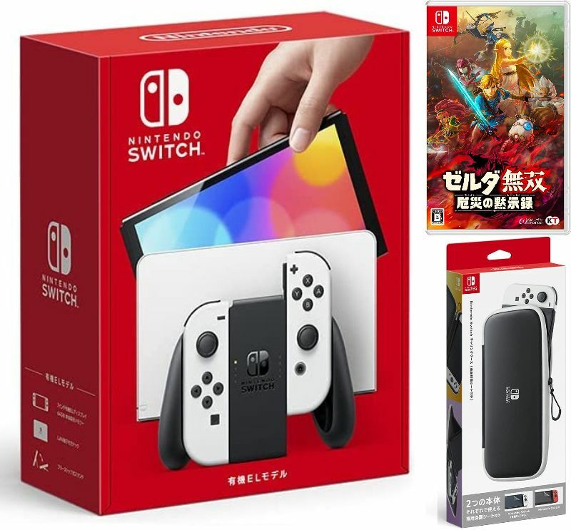 楽天TOWA【無料ラッピング対応】Nintendo Switch（有機ELモデル） Joy-Con（L）/（R） ホワイト+ ゼルダ無双 厄災の黙示録（ソフト）+ キャリングケース任天堂スイッチ 本体クリスマスクリスマスラッピングお誕生日