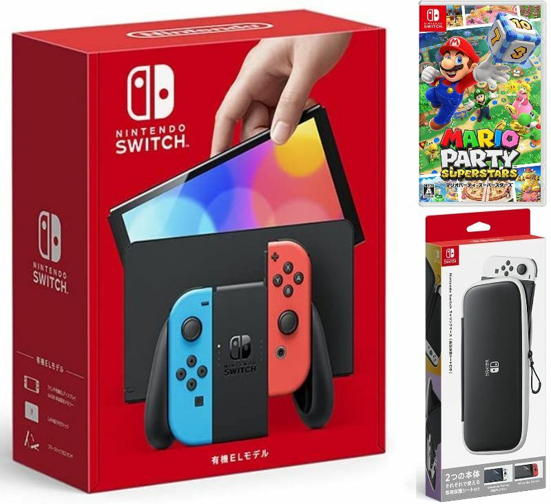 楽天TOWA【無料ラッピング対応】Nintendo Switch（有機ELモデル） Joy-Con（L）/（R） ネオン+ マリオパーティ スーパースターズ（ソフト）+ キャリングケース任天堂スイッチ 本体クリスマスクリスマスラッピングお誕生日