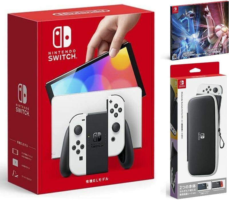 【無料ラッピング対応】Nintendo Switch(有機ELモデル) Joy-Con(L)/(R) ホワイト+『ポケットモンスター 』 （ソフト）+ キャリングケース任天堂スイッチ 本体クリスマスクリスマスラッピングお誕生日