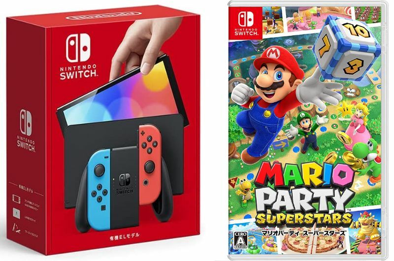 【無料ラッピング対応】Nintendo Switch(有機ELモデル) Joy-Con(L)/(R) ネオン+ マリオパーティ スーパースターズ（ソフト）任天堂スイッチ 本体クリスマスクリスマスラッピングお誕生日