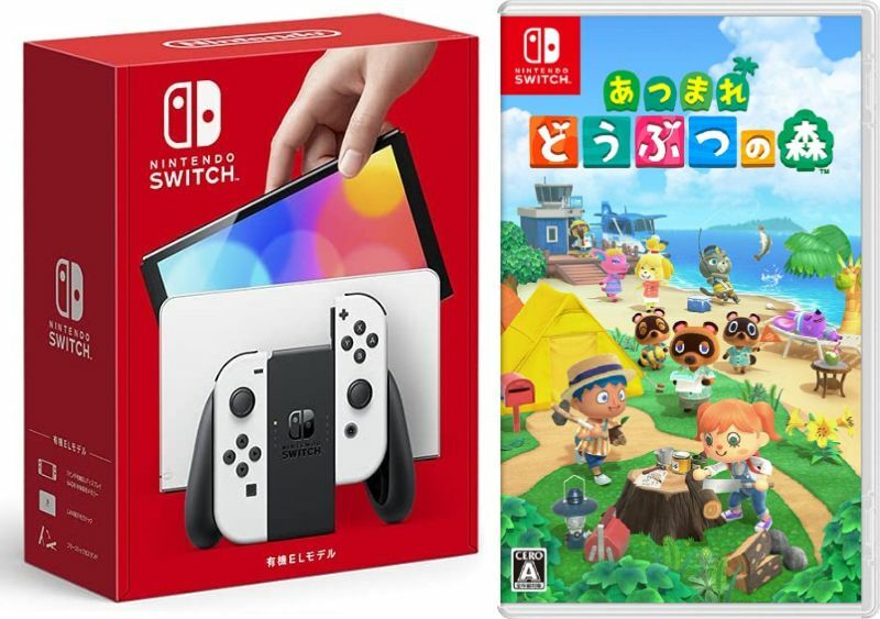 【無料ラッピング対応】Nintendo Switch(有機ELモデル) Joy-Con(L)/(R) ホワイト+ あつまれ どうぶつの森（ソフト）任天堂スイッチ 本体クリスマスクリスマスラッピングお誕生日