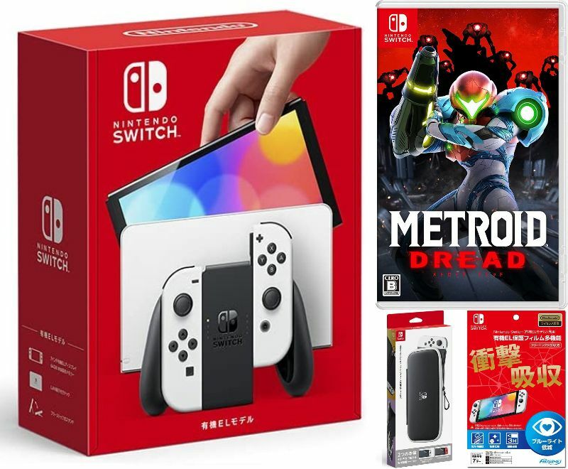 【無料ラッピング対応】Nintendo Switch(有機ELモデル) Joy-Con(L)/(R) ホワイト+ メトロイド ドレッド（ソフト）+ …