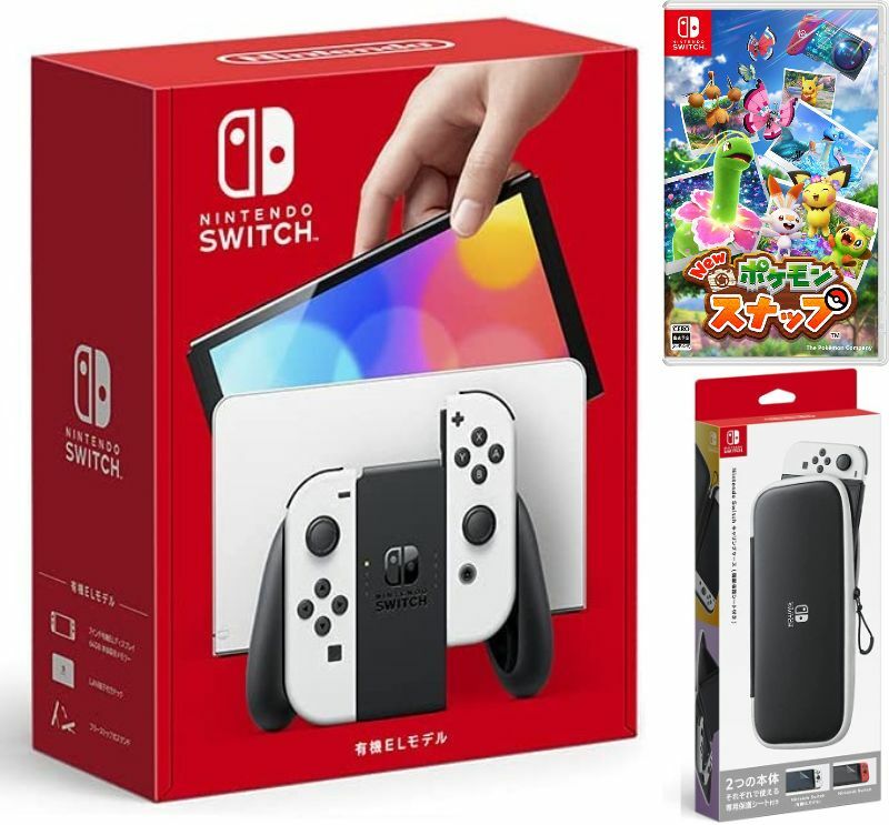 楽天TOWA【無料ラッピング対応】Nintendo Switch（有機ELモデル） Joy-Con（L）/（R） ホワイト+New ポケモンスナップ （ソフト）+ キャリングケース任天堂スイッチ 本体クリスマスクリスマスラッピングお誕生日