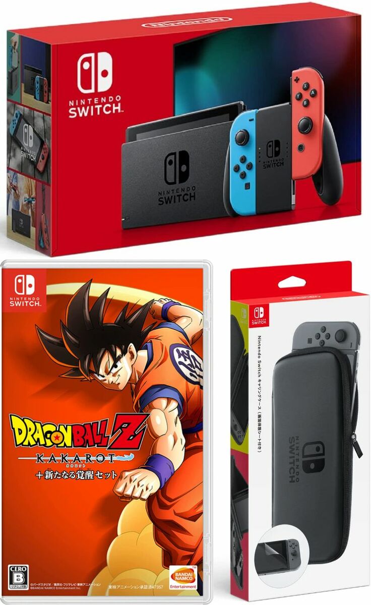 楽天TOWA【無料ラッピング対応】Nintendo Switch Joy-Con（L）/（R） ネオン+ドラゴンボールZ KAKAROT + 新たなる覚醒セット （ソフト）+ キャリングケース任天堂スイッチ 本体クリスマスクリスマスラッピングお誕生日