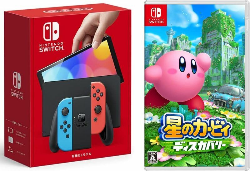 【無料ラッピング対応】Nintendo Switch(有機ELモデル) Joy-Con(L)/(R) ネオン+ 星のカービィ　ディスカバリー2022年3月25日発売任天堂スイッチ 本体クリスマスクリスマスラッピングお誕生日