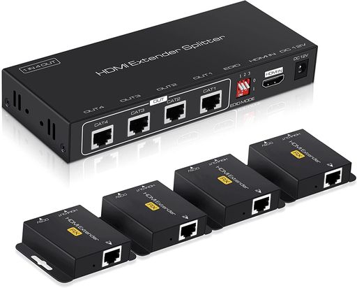 【4モニター 同時出力】HDMI 分配 エクステンダー EX714 50Mまで 4分配 延長器 Spl...