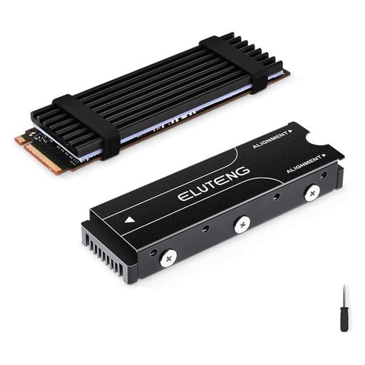 ELUTENG M.2 SSD 両面ヒートシンク PS5 / PC用 冷却ラジエーターフィン 77mmx22mmx6mm アルミニウム合金 取り付け簡単 放熱シート サーマルシリコンパッド4枚付き 熱低減 M.2 SSD Heatsink