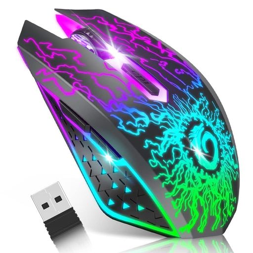 VERSIONTECH. ゲーミングマウス 有線 光学式マウス 7色 RGBライト 高精度 4段DPI調節可能 6つプログラムボタン USB接続 ゲームマウス 軽量 PC ラップトップなど対応 (ブラック)