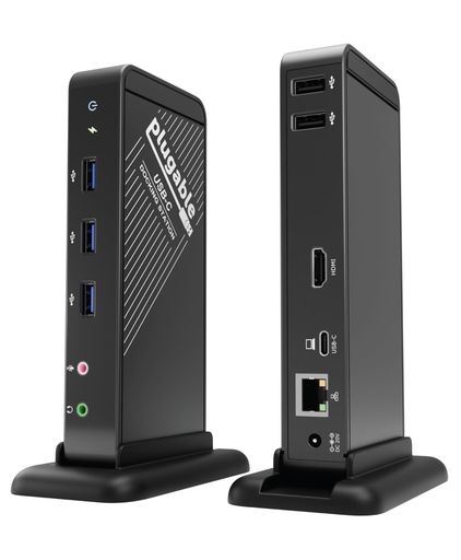 Plugable USB-C ドッキングステーション 60W 充電機能付き DP代替モード HDMI 有線LAN イーサネット USB3.0 x3 USB2.0 x2 音声入出力