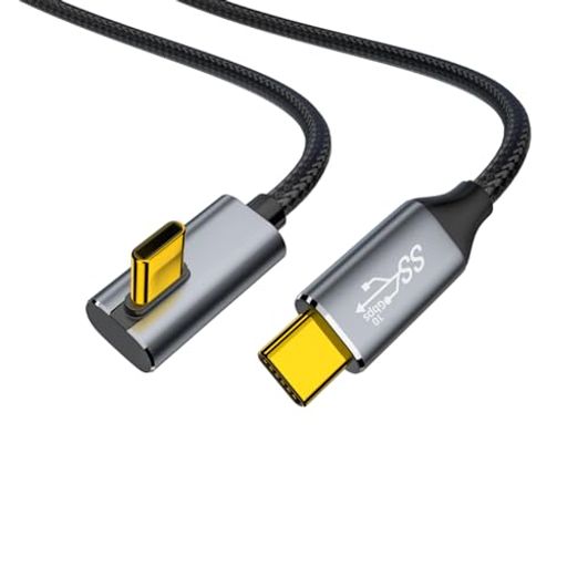 USB-C & USB-C ケーブル L字 3M Type-c ケーブル PD対応100W/5A急速充電 【 4K/60Hz 映像出力 USB3.1 Gen2標準 10Gbps高速データ転送】 超高耐久ナイロン Type C機種対応
