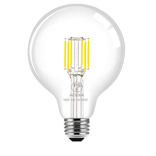 シャンデリア 【商品情報】💡商品名:G125 LEDシャンデリア電球 💡消費電力:6W(60W形相当)· 💡全光束:813lm 💡色温度:4000k 💡口金:E26 💡定格电压:100V 50 / 60Hz 💡Ra>95 💡材質:透明ガラス 💡光束角:約330°広配光型💡調光対応不可💡パッケージ:1個入り 【高演色エジソン電球】4000k電球は昼白色の明るさと95以上の CRI を備えています。 電球の光が当たる場所では、オブジェクトは最も自然でリアルな状態を表現できます。電球の中にすこしオレンジ色のフィラメントが見えるのでおしゃれ。 【点減性能、適用場所】従来型蛍光灯、ON/OFFを繰り返していると電球の寿命が減って、しかしLEDシャンデリア電球は点減にも弱くなく、頻繁にON/OFFが繰り返される廊下や洗面所のような場所にも適用です。LED 電球は寝室、リビングルーム、サロン、バー、コーヒーショップ、レストラン、ホテル、喫茶店、など色々な場所に合うことができます。 【高輝度&amp;目の保護】LED球は813lmの高輝度を提供し、光は明るくて優しい、十分な照明を提供できます。