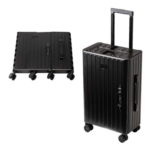 &.FLAT 折り畳めるキャリーケース 35L キャリーケース ビジネスキャリー スーツケース 機内持ち込み 耐衝撃 軽量 静音キャスター 海外旅行 TSAロック付き (ブラック) &flat アンドフラット