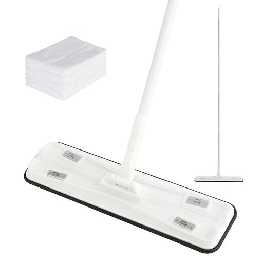 【フロアワイパー基本情報】:本体のサイズ:幅40x11x長120.0cm。 フロアワイパーの重量:600g。 カラー:ホワイト。【フロアワイパー詳細】:フロアワイパー本体1個、 ドライシート8枚入。 【使いやすい雑巾ワイパー】:モップのヘッドは360度回転できるので、使いやすいです。シート部分は髪の毛、ホコリが取り込みやすい。注意:雑巾とシートを購入する際は、幅が 40cm を超えるものを選ぶ必要があります。そうでないと、モップヘッドが長すぎて、布地がモップ全体を完全に覆いきれない場合があります。 【長さ40cm-120cm調整可能】:掃除の場所によって組み立てられるパイプの本数を変え、柄の長さを調整することができます。 【シート·雑巾 対応簡単】乾湿両用モップ:簡単にぞうきんが取り付けられる。取り付けるシートは各社共通、ウエットシート、ドライシート、雑巾ワイパーどちらも対応できます。(幅が 40cm を超えるものを選ぶ必要があります、クイックルーワイパーのクロスを使うと約半分程度の幅しかないので交換用クロスは2枚必要となります。