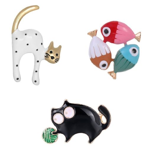 Bethany Home ブローチ 3個セット ブローチピン 猫 ピンバッジ アクセサリー 胸元 ...