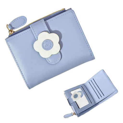 [Coollooda] ミニ財布 レディース 二つ折り財布 カードケース お札が折れない 大容量 PUレザー ファスナー スナップ 薄型 軽量 可愛い おしゃれ 小銭入れ スキミング防止 高校生 女子用 11.5x9cm…