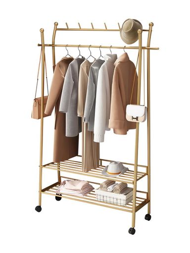 【商品仕様】サイズ:幅100x奥行35x高さ175cm 素材:スチール製※商品のサイズは手作業で測定しておりますため、1~2cm程度の誤差が生じる場合がございます。画像に掲載されている2種類のホイールは、ランダムでお届けいたします。予めご了承ください。 【多機能&amp;省スペース設計】分岐フック付きの小物掛けエリアでバッグ・帽子・スカーフを整理し、両サイドのゆとりスペースには折り畳み傘や大型トートも対応。底部の広め棚は靴や収納ボックスの設置に最適です。1台で「衣類収納」「洗濯物干し」「小物整理」の3役を叶え、家具を増やさずに空間効率と生活利便性を同時に向上させます。 【360°回転キャスター】底部に滑らかに回転するキャスターを採用したため、軽い力でスイスイ移動可能。寝室からベランダへの洗濯物干しはもちろん、クローゼット内のレイアウト変更時も、シーンに応じてストレスなく移動でき、多様な収納シーンを柔軟にサポートします。 【空間に溶け込むデザインとサイズ選択】シンプルな直線基調デザインに、マット調ホワイトカラーを採用。リビングのインテリアや玄関の狭い隙間にも自然に調和します。