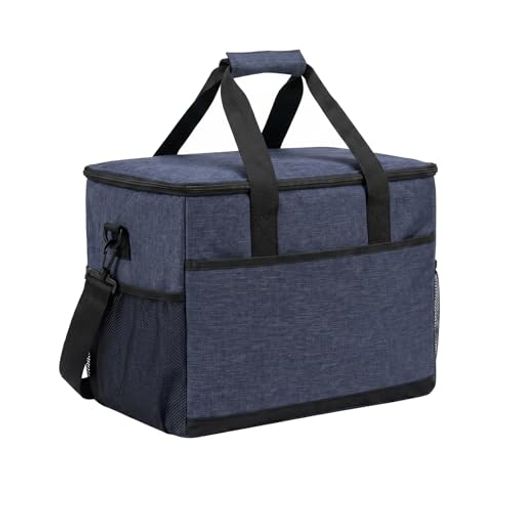 39x25x27cmの27L大容量。2Lペットボトル約12本分のスペースで、家族やグループでのキャンプやBBQに十分な収納力。ネイビーカラーは汚れが目立ちにくく、アウトドアでの使用にぴったりの色合いです。 高密度断熱材とシームレス熱圧着ライニングで約48時間の長時間保冷を実現(常温25°C環境下)。保温機能も備え、夏は冷たい飲み物、冬は温かい料理をキープできる1年中使用可能な保冷バッグです。 わずか530g。27Lクラスでは最軽量級の重さで、荷物の多いキャンプや釣りでも負担になりません。外側のメッシュポケットにはスマホや鍵を収納可能。ショルダーストラップと手提げハンドルの2Way仕様です。 使用しないときは折りたたんでコンパクトに収納。車のトランクや押入れにもすっきりしまえます。耐久性の高いオックスフォード生地+防水加工で、急な雨でも中身をしっかりガード。アウトドアの頼れる相棒です。 内側は縫い目なしの熱圧着加工で水漏れの心配がなく、汚れもサッとひと拭き。釣った魚を入れた後も簡単にお手入れできます。キャンプ·釣り·BBQ·スポーツ観戦·花見まで、幅広いシーンで活躍します。
