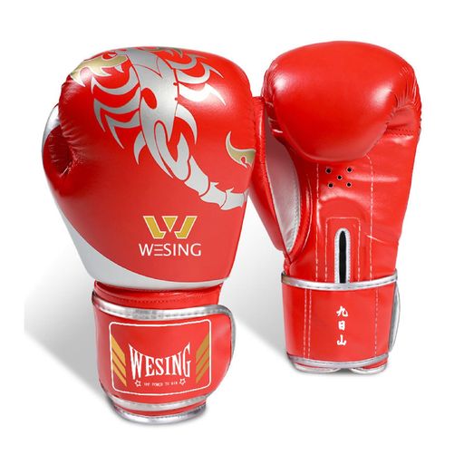 WESING ボクシング手袋PUレザートレーニング手袋のミット(レッド)