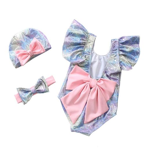 [Youngfull] IG 人気 人魚 子供 女の子 水着 ワンピース 可愛い 帽子付 3点セット 人魚姫 コスチューム ベビー ビキニ スイムウェア ガールズ 水遊びパンツ 水泳 海水浴 海辺 温泉 記念写真 お…
