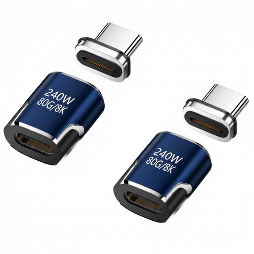【超高速な40Gbpsデータ転送】USB4.0を採用し、従来のUSB3.1に比べて10倍以上のデータ転送速度を実現。高速でスムーズな転送で、HD映像、音楽、画像、ファイルを瞬時に転送可能。USBハブ、ノートパソコン、スマートフォン、他のUSB Cデバイスに幅広く対応。下位規格のUSB3.1 Gen1(USB3.0)、USB2.0などとも互換性あり。(アダプターは含まれません。データ転送速度はデバイスとケーブルに依存します。) 【最大140Wの超高速充電対応】PD技術を使用し、従来のUSBを進化させた機能で、電力とデータの同時供給を実現。5V/3A-20V/7Aの範囲で最大140Wの電力供給が可能。高速データ転送と同時に最速の充電速度を提供。アダプタ本体には正常接続を示すLED表示ランプを装備し、充電中は白色光で表示されます。 【磁気自動吸着機能】高耐摩耗性と耐熱性を持つ高品質なアルミニウム合金シェルと強力なN52磁石端子の組み合わせにより、自動的に吸着される磁気接続を実現。端子は防塵プラグとしても使用可能で、引っ張りや挿入による摩耗や損傷からしっかり保護。
