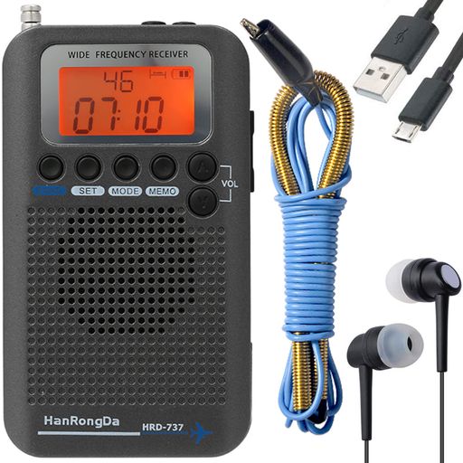 HanRongDa フルバンドラジオ FM/中波/短波/CB/航空/VHF ポケットタブルエアバンドレシーバー 充電式 高感度受信 58局メモリー ミュートとキーロック機能 ジョギング ウォーキング 通勤 防災 旅…