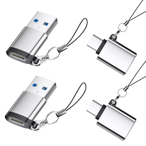 USB A C 変換アダプタ, 4パック、Thunderbolt 4/3対応オス-メスUSB-Aコンバータ、MacBook, iPhone 15 / 16 Plus Pro Max, Galaxy