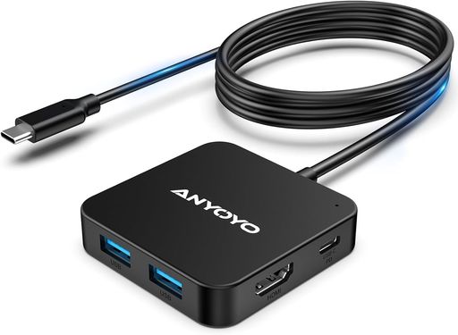 ANYOYO USB ハブ 6-IN-1 ドッキングステーション Type-C 100W PD 急速充電 4K30Hz HDMIポート 3*USB A 3.0+1*USB C 3.0 5Gbps超高速データ転送 USB-C ハブ 対応 MacBook