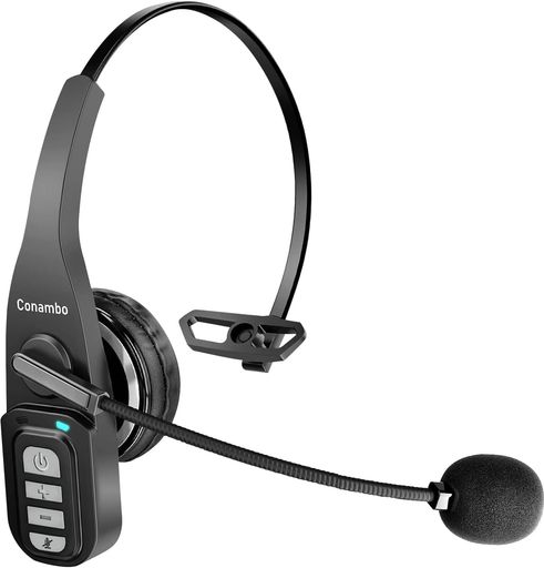 ConamboJBT900Bluetoothヘッドセット片耳Bluetooth5.0長いマイク付き最大22時間連続使用ノイズキャンセリングハンズフリーミュート機能二台接続可能Siri対応携帯電話に適用ビジネス車の運転