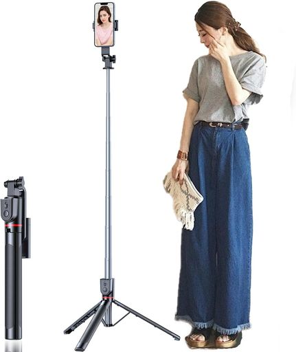 スマホ 三脚 卓上三脚・ミニ三脚 自撮り棒 iphone スマホスタンド【設計強化180cm撮影】 150cm以上 セルカ棒 360°回転 軽量 卓上 360°回転 持ち運び便利 Web会議 撮影 映画放送 旅行 Android スマホ…